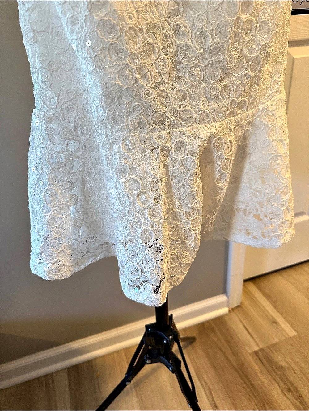 Emerald Sundae Lace-Up Mini Dress Floral White Large NWT - Picture 4 of 6